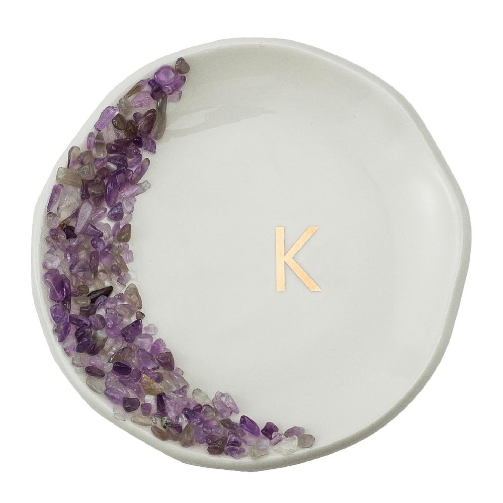 Ceramic Jewelry Tray Ring Dish Personalized K-Monogrammed Engagement Wedding Gif